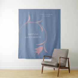 Minimale moderne Mauve- und staubblaue Blumenhochz Wandteppich