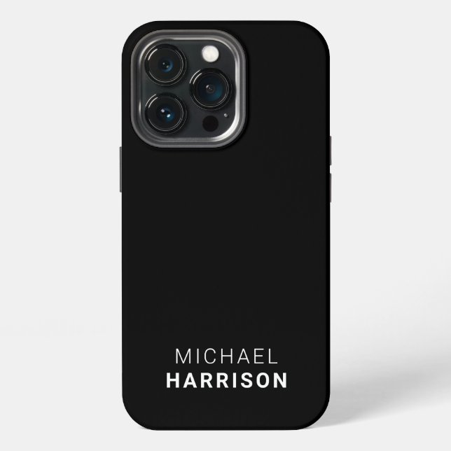 Minimale moderne Monogramm-Schwarz iPhone Hülle (Hinten)