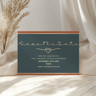 Minimale moderne Navy-Blau-Gold-Hochzeit Save The Date