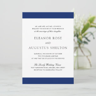 Minimale moderne Navy-Blau-Hochzeit im All-in-One- Einladung