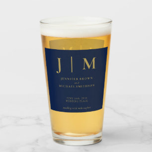 Minimale moderne Navy-Gold einfache Hochzeit Glas