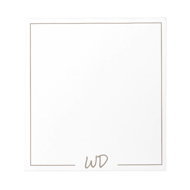 Minimale moderne neutrale Mit Monogramm Initiale Notizblock (Vorderseite)