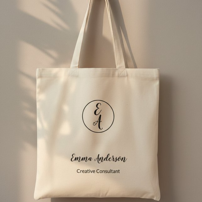 Minimale moderne professionelle Monogramm Tragetasche (Von Creator hochgeladen)