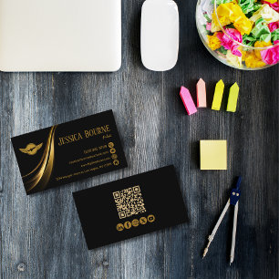 Minimale moderne professionelle QR-Code-Pilot-Gold Visitenkarte