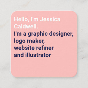 Minimale moderne rosa und blaue grafische Gestaltu Quadratische Visitenkarte