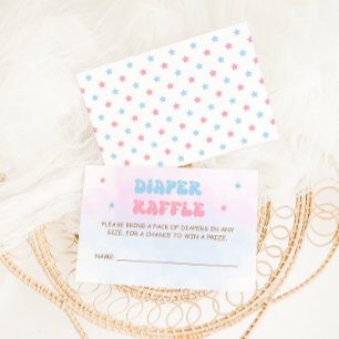 Minimale moderne rosa und blaue Windel-Raffle Begleitkarte