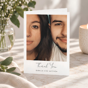 Minimale moderne Schrift Foto Hochzeit individuell Dankeskarte