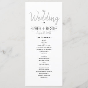 Minimale moderne Schrift Hochzeit Programm