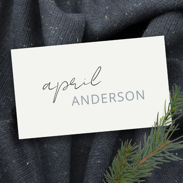 Minimale moderne Schwarz-weiße Duskygrau-Schrift Visitenkarte (Von Creator hochgeladen)