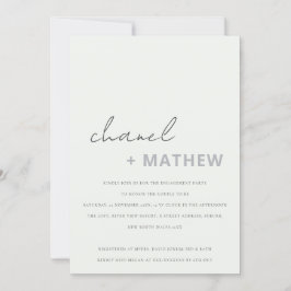 Minimale moderne Schwarz-weiße Script-Verlobung Einladung
