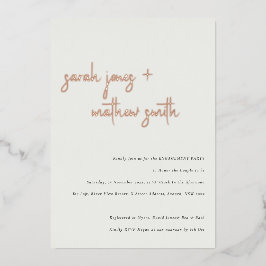 Minimale moderne Schwarz-weiße Script-Verlobung Folieneinladung