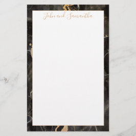 Minimale moderne Schwarze Marmorhochzeit Briefpapier