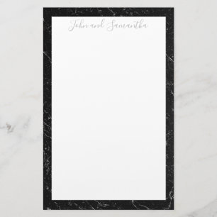 Minimale moderne Schwarze Marmorhochzeit Briefpapier
