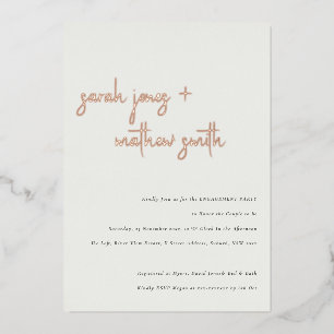 Minimale moderne schwarze weiße Schrift Hochzeitst Folieneinladung
