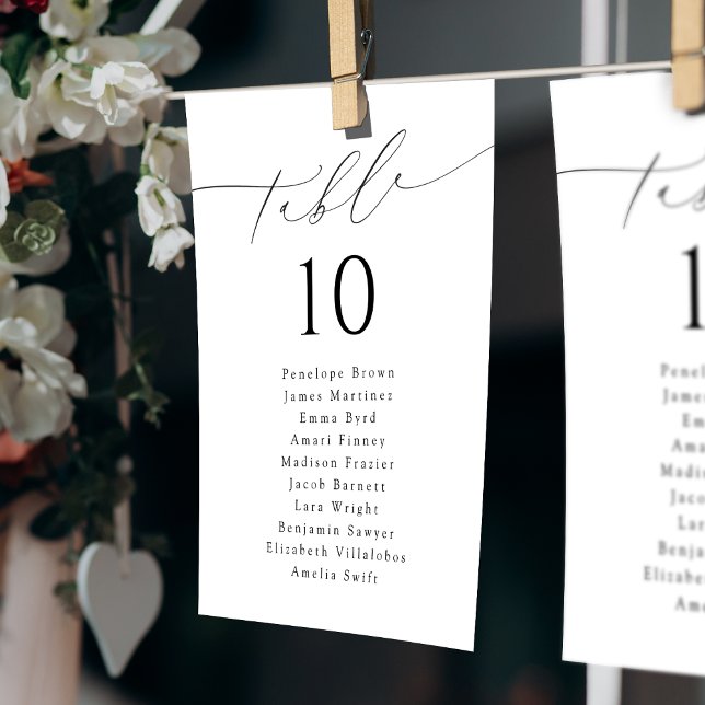 Minimale moderne Script-Tischnummer-Sitzungstabell Einladung (Minimal Modern Script Table Number Seating Chart)