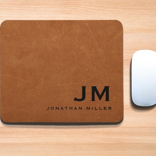 Minimale moderne Seilleder-Monogramm Mousepad (Von Creator hochgeladen)