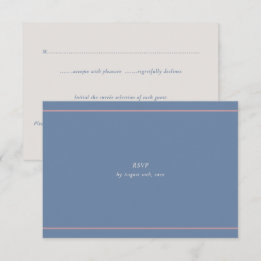 Minimale moderne staubblaue und mauve Mahlzeiten-A RSVP Karte