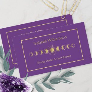 Minimale moderne Sterne Amethyst Mystische Mondpha Visitenkarte