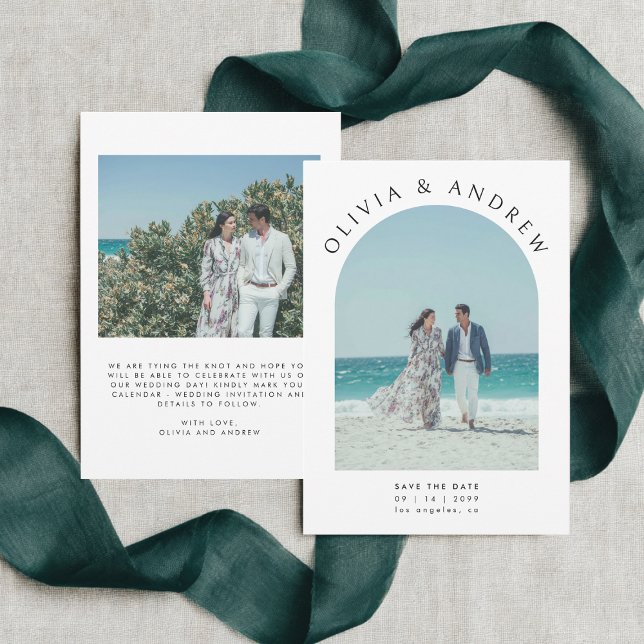 Minimale moderne Typografie Arch Foto Hochzeit Save The Date (Von Creator hochgeladen)