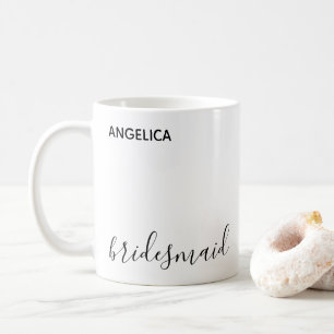 Minimale moderne Typografie Hochzeitsbrautjungfer- Kaffeetasse
