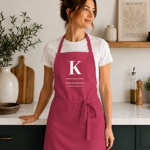 Minimale moderne typografische Hot-Pink-Monogramm Schürze