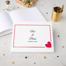 Minimale moderne Valentinalhochzeit Gästebuch