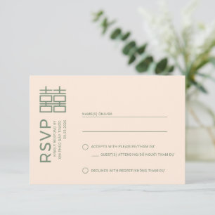 Minimale moderne vietnamesische Hochzeits-RSVP-Pos