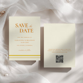 Minimale moderne weiche Buttergelbe Hochzeits-QR-C Save The Date