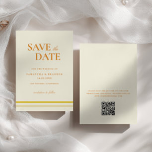 Minimale moderne weiche Buttergelbe Hochzeits-QR-C Save The Date