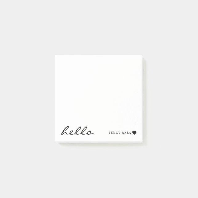 Minimale moderne weiße Herzgestaltung Post-it Klebezettel (Vorderseite)