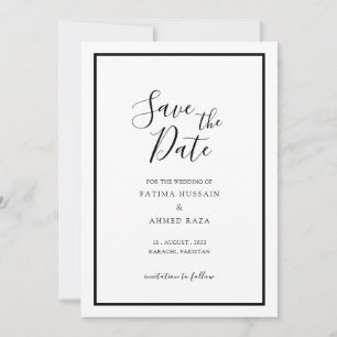 Minimale moderne weiße muslimische Hochzeit - Save The Date