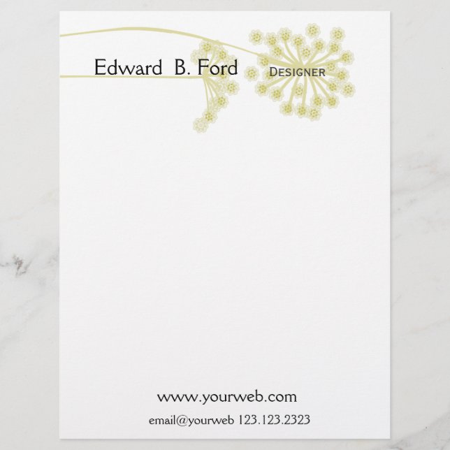 Minimale moderne wilde Blume mit Blumen Briefbogen (Vorderseite)