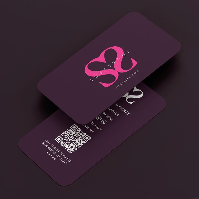 Minimale Monogram Logo S Lila Pink Beauty Visitenkarte (Minimal Monogram Logo S Purple Pink Beauty Business Card
)
