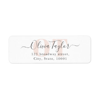 Minimale Monogram Moderne Script Rosa Rücksendeadr