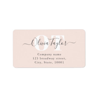 Minimale Monogram Moderne Script Rosa Rücksendeadr Adressaufkleber