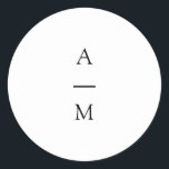 Minimale Monogram Trendy Chic Schwarz-weiße Hochze Runder Aufkleber<br><div class="desc">Minimalistische Monogram Trendy Chic Typografy Wedding Classic Round Sticker in Schwarz/Weiß</div>