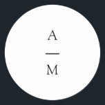 Minimale Monogram Trendy Chic Schwarz-weiße Hochze Runder Aufkleber<br><div class="desc">Minimalistische Monogram Trendy Chic Typografy Wedding Classic Round Sticker in Schwarz/Weiß</div>