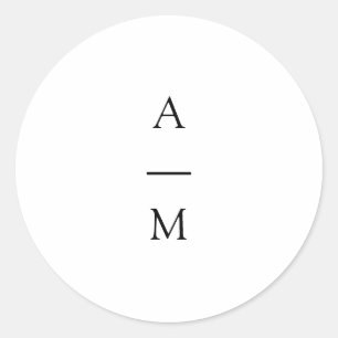 Minimale Monogram Trendy Chic Schwarz-weiße Hochze Runder Aufkleber