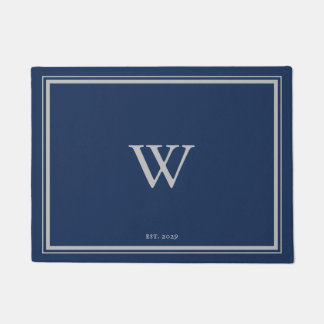 Minimale Monogram Welcome Anchor Navy | Silber Fußmatte