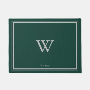 Minimale Monogram Welcome Pine Green Grau Fußmatte
