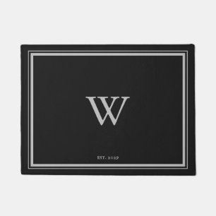Minimale Monogramm-Begrüßungskohle Schwarz Gra Fußmatte