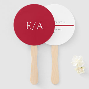 Minimale Monogramm-Einfache Elegante Rote Hochzeit Fächer
