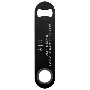 Minimale Monogramm Einmalige Save the Date Einladu Speed Flaschenöffner