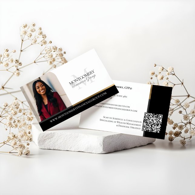 Minimale Monogramm Finanz-Experte Foto Luxus Visitenkarte (Minimal Monogram Financial Professional Photo Lux Business Card)