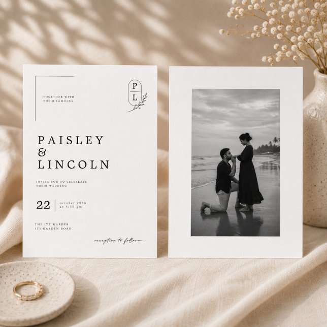 Minimale Monogramm-Hochzeitseinladungsdesign. Einladung (Von Creator hochgeladen)