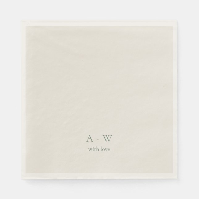 Minimale Monogramm-Hochzeitsservietten – mit Liebe Serviette (Vorderseite)
