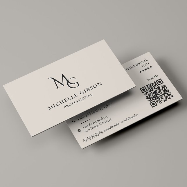 Minimale Monogramm-Initialen MG Professional Sand Visitenkarte (Von Creator hochgeladen)