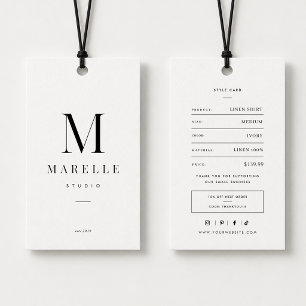 Minimale Monogramm-Kleider-Preisschilder Visitenkarte