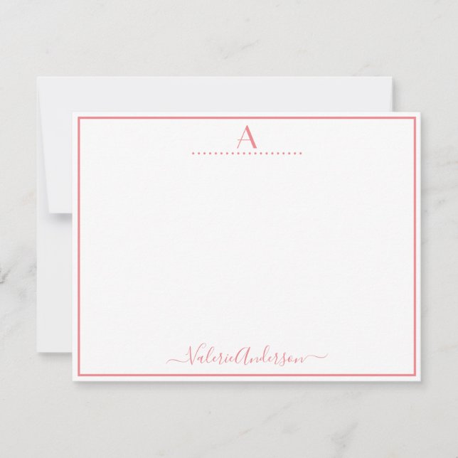 Minimale Monogramm Letter Single Border Note Card Mitteilungskarte (Vorderseite)