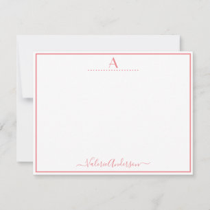 Minimale Monogramm Letter Single Border Note Card Mitteilungskarte
